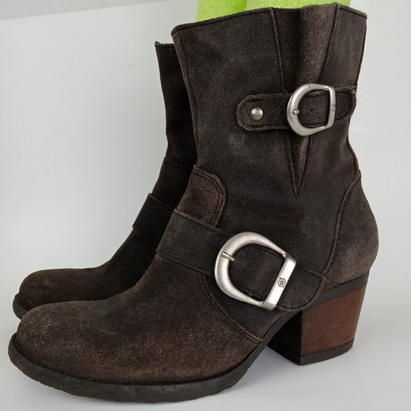 Born Galene Rustic Brown Leather Suede Distressed Moto Boots Womens Size 8.5 - Picture 2 of 9